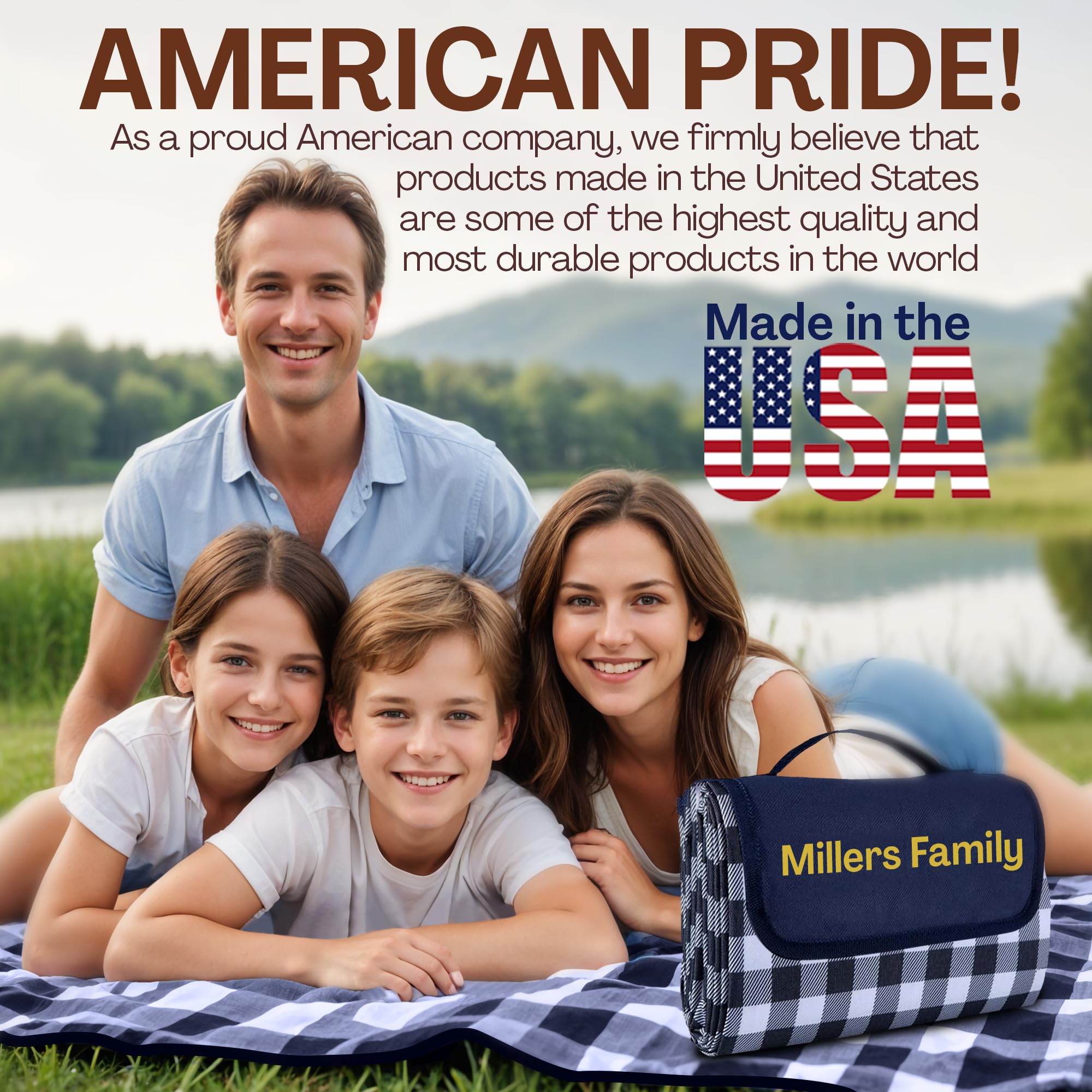 Personalized Extra Large Picnic Blanket - Customized Outdoor Beach Blanket Waterproof Sandproof Portable Blankets - Foldable and Lightweight Mat for Camping, Park, Hiking, Patio