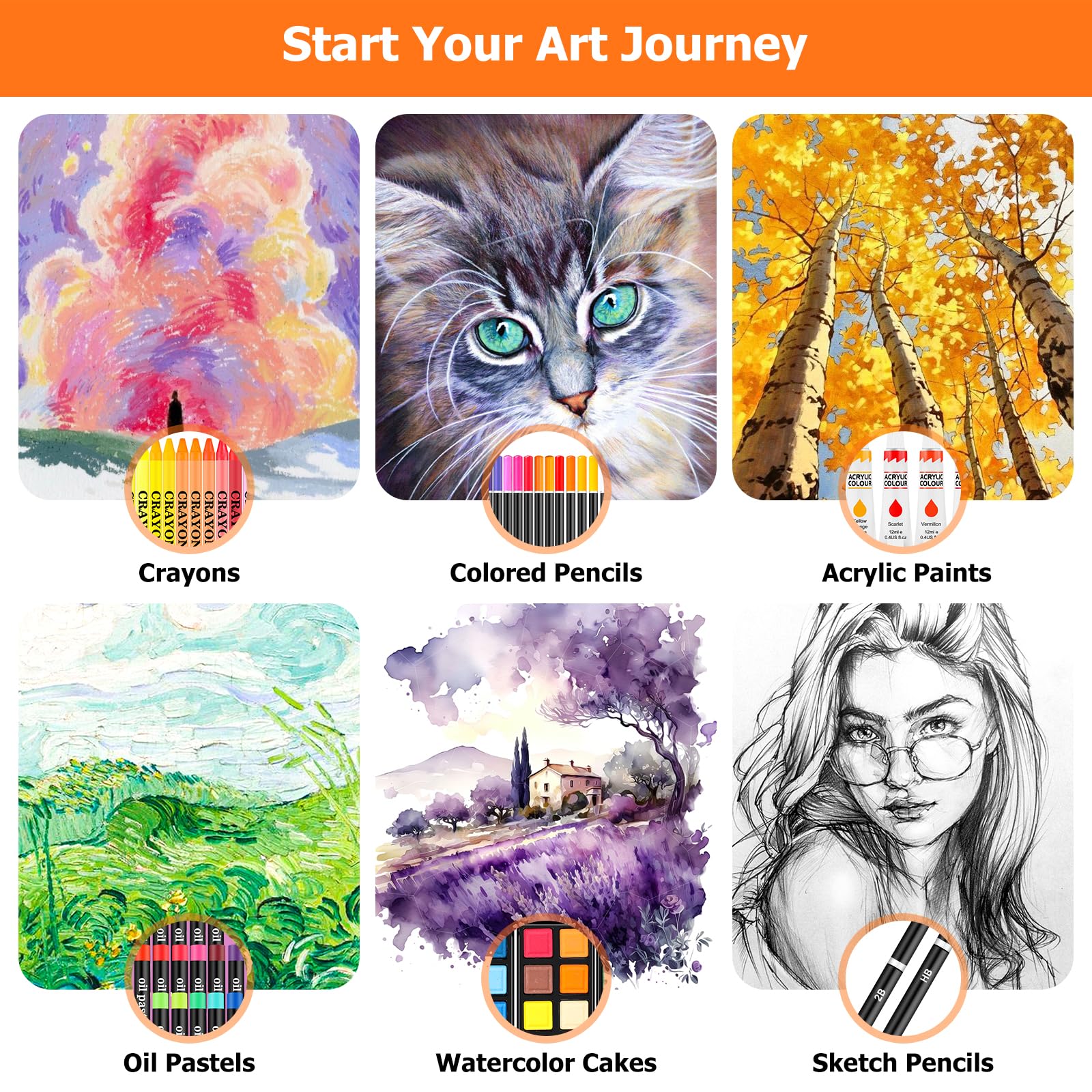 Soucolor Art Supplies, 192-Pack Deluxe Art Set Drawing Painting Supplies Kit with Acrylic Pad, Watercolor Pad, Sketch Book, Canvases, Acrylic Paint, Crayons, Pencils, Gifts for Artist Adults Teen Kids