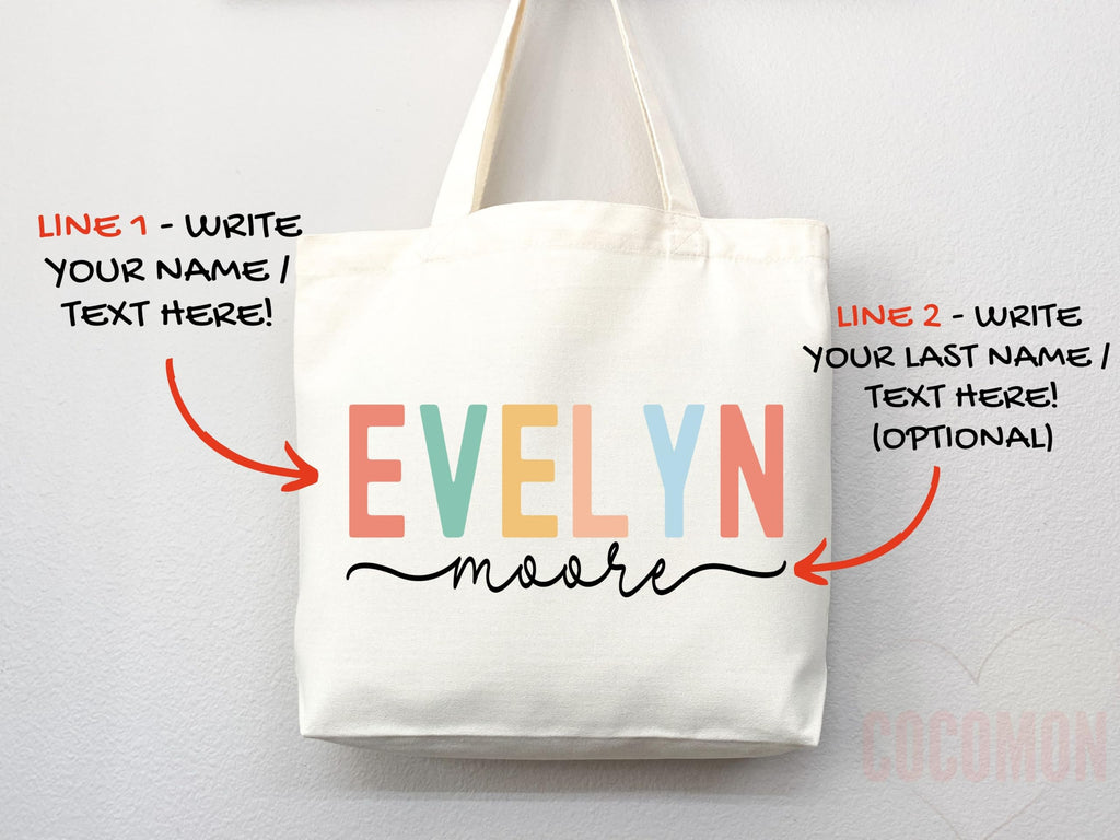 Personalized Custom Name Tote Bag - Custom Tote Shopper - Premium Canvas, Reusable, Eco-Friendly - Ideal Gift for Women, Bridesmaids, Teachers, Nurses - Customizable (Tote Bag Only)