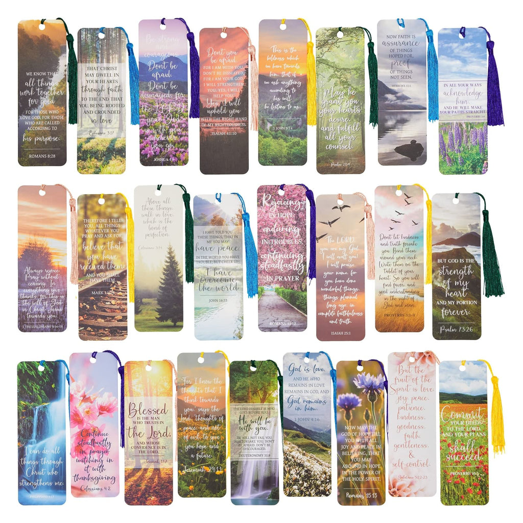 Faithful Finds 100 Pack Christian Bookmarks with Religious Scriptures, Bible Verse Book Markers (6 x 2 in)