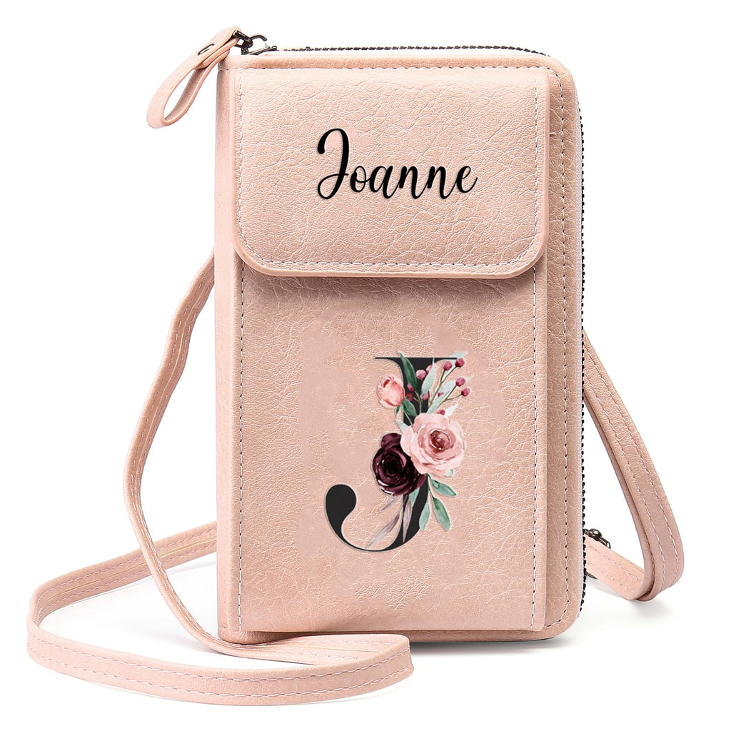 Mini Crossbody Bags for Women Custom Name Small Purse Personalized Initial Womens Crossbody Wallet Cellphone Purse (Pink)