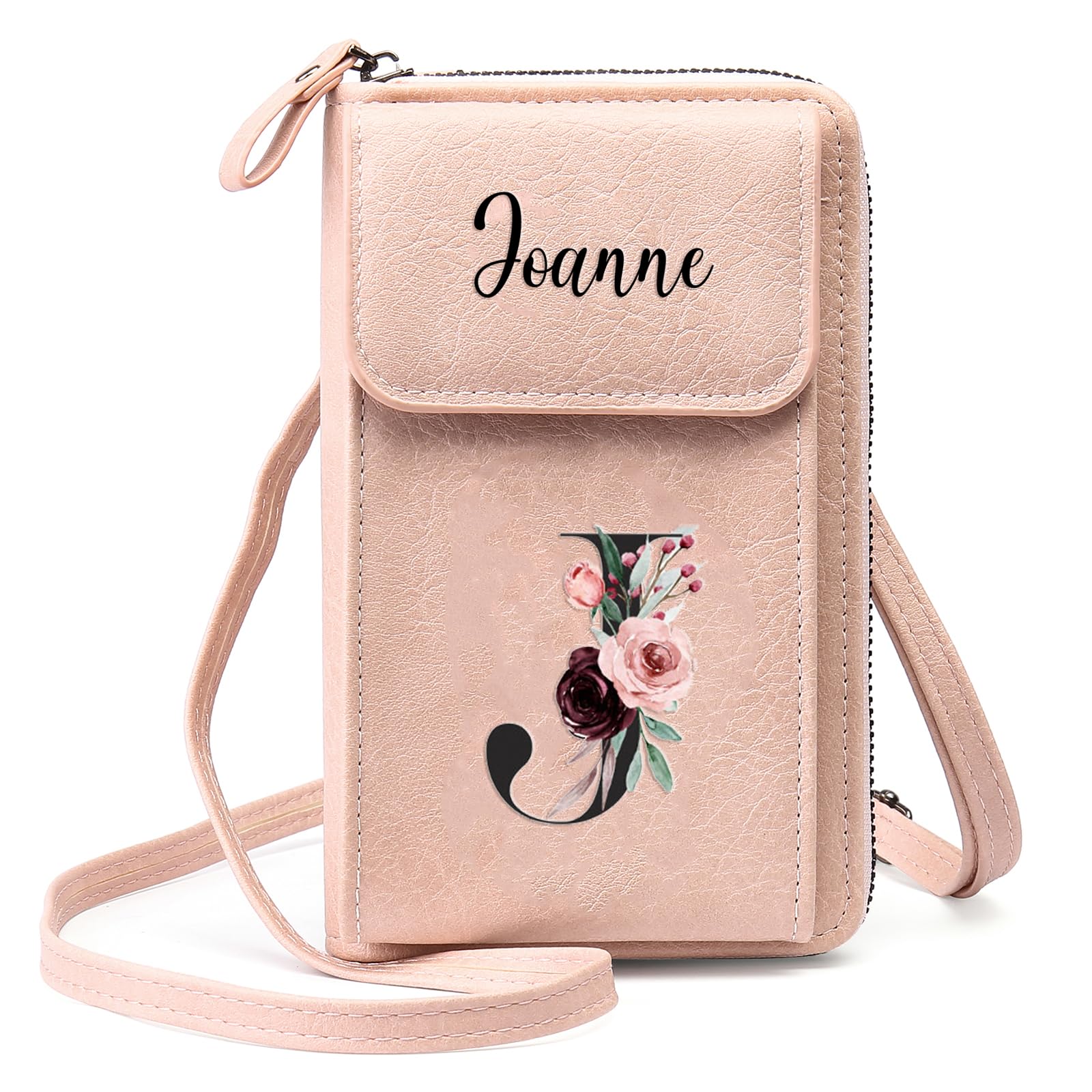 Mini Crossbody Bags for Women Custom Name Small Purse Personalized Initial Womens Crossbody Wallet Cellphone Purse (Pink)