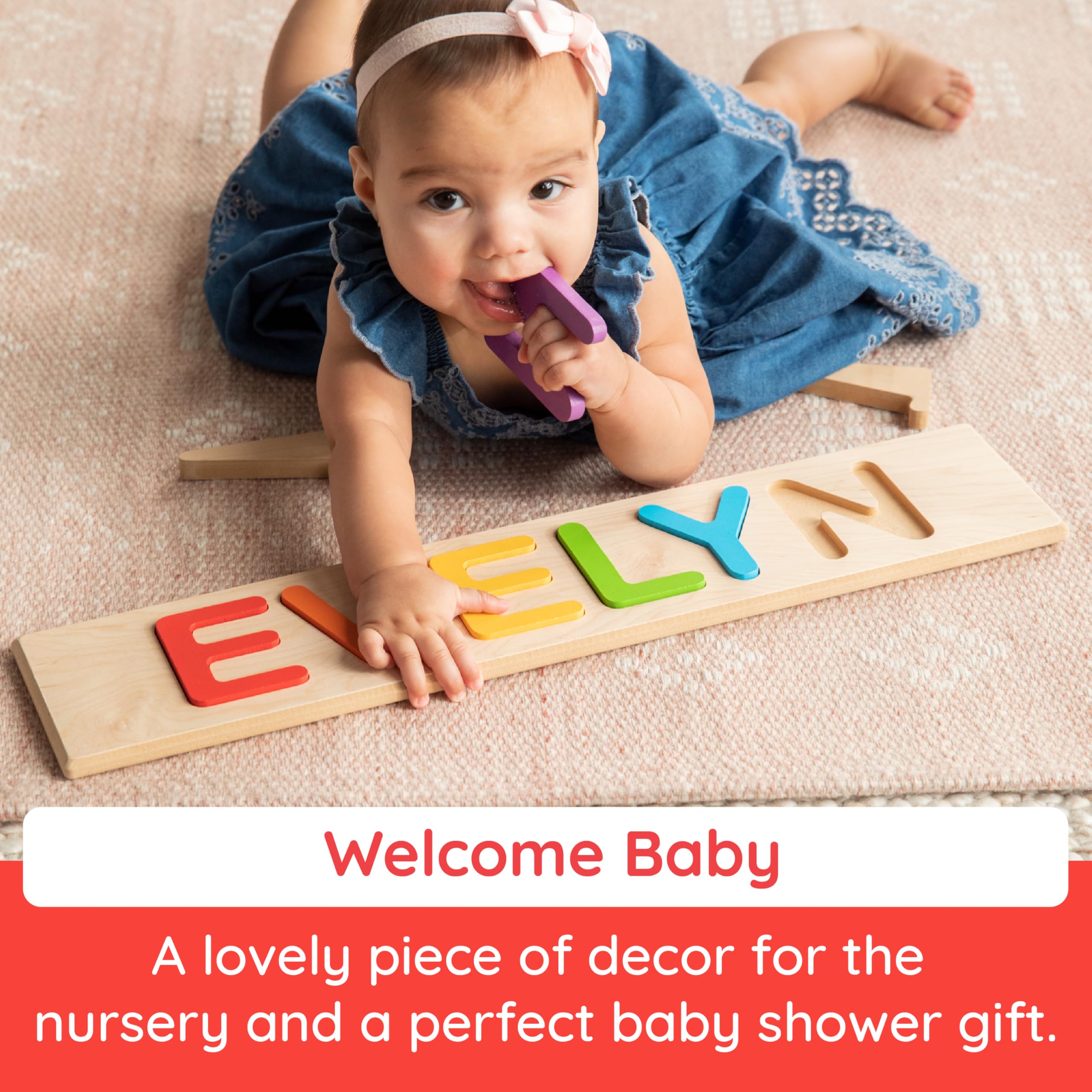 Fat Brain Toys Wooden Personalized Name Puzzles for Toddlers 1-3+, Custom Puzzles, Flat Rate up to 9 Letters