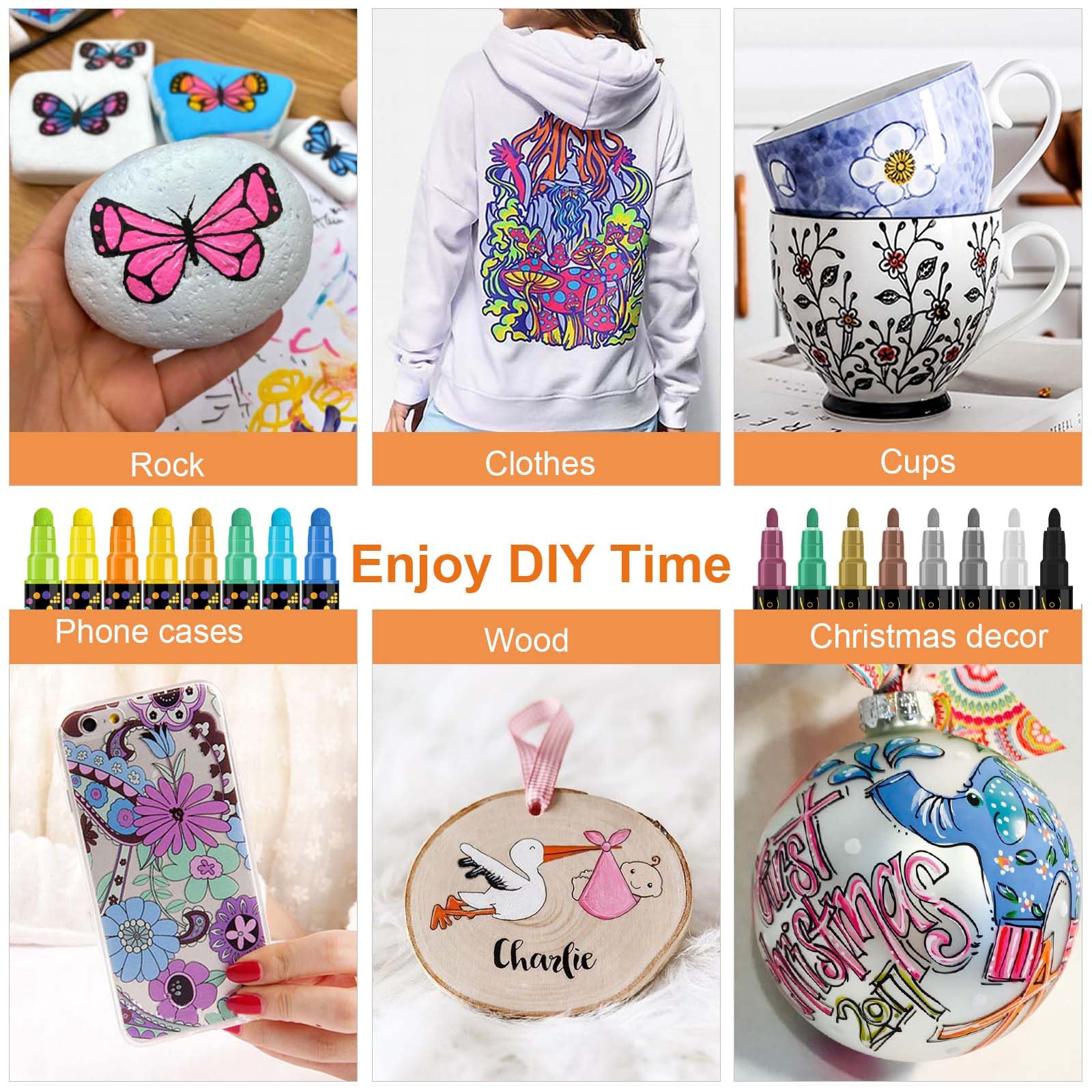 Betem 24 Colors Dual Tip Acrylic Paint Pens Markers, Premium Acrylic Paint Pens for Wood, Canvas, Stone, Rock Painting, Glass, Ceramic Surfaces, DIY Crafts Making Art Supplies