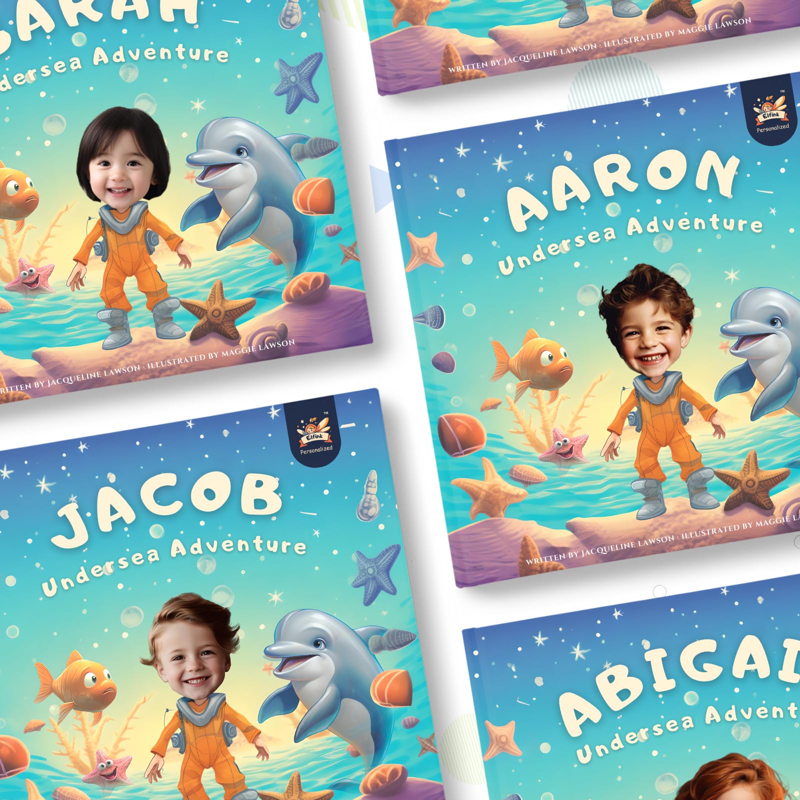 Personalized Children Story Book - Undersea Adventure - Customized Name & Photo - Baby Gifts - Kids Engaging Story - Elfink (Soft Cover)