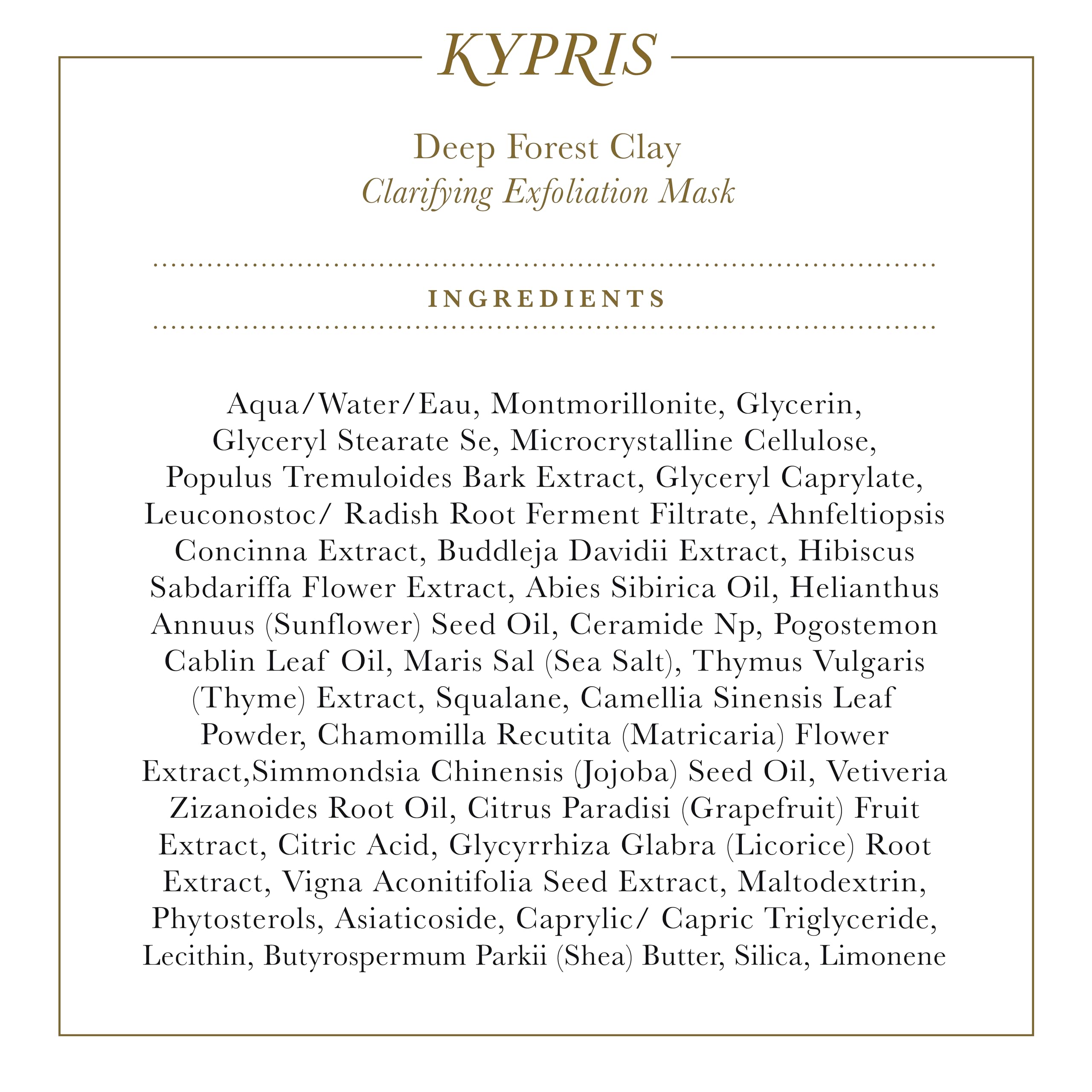 KYPRIS, Deep Forest Clay Clarifying Exfoliation Mask, Physical & Acid Exfoliation, Clarifying Clay & Soothing Botanicals (1.55 fl oz / 46 ml)