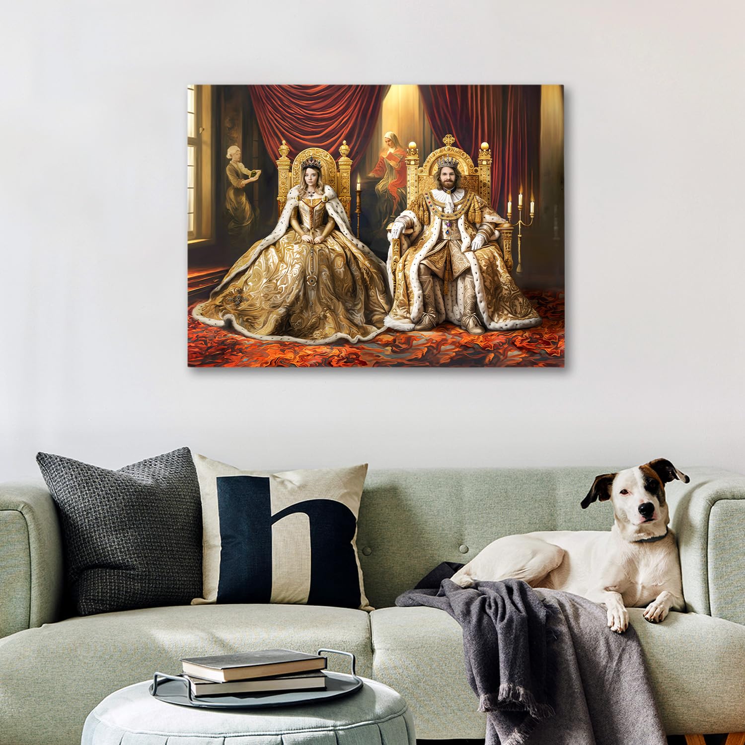 Turn Me Royal Custom Couple Portrait from Your Photo, Canvas Wall Art as Personalized Gift for Couple, Turn them into Royalty (The Golden Royals, 16" x 12")