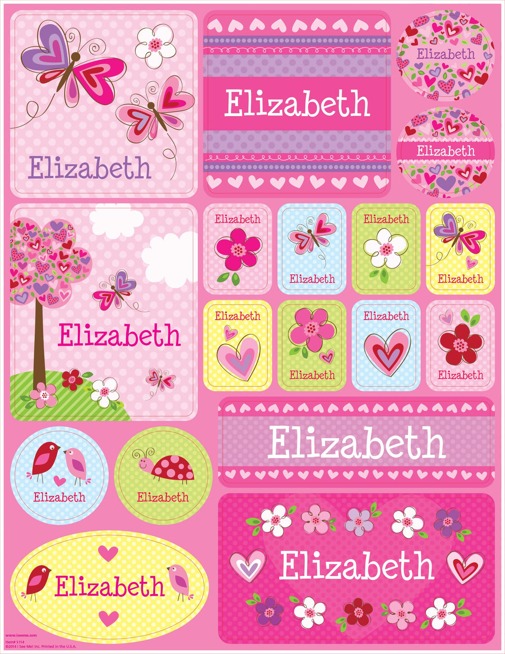 Personalized Stickers for Kids, Pink Floral - I See Me!