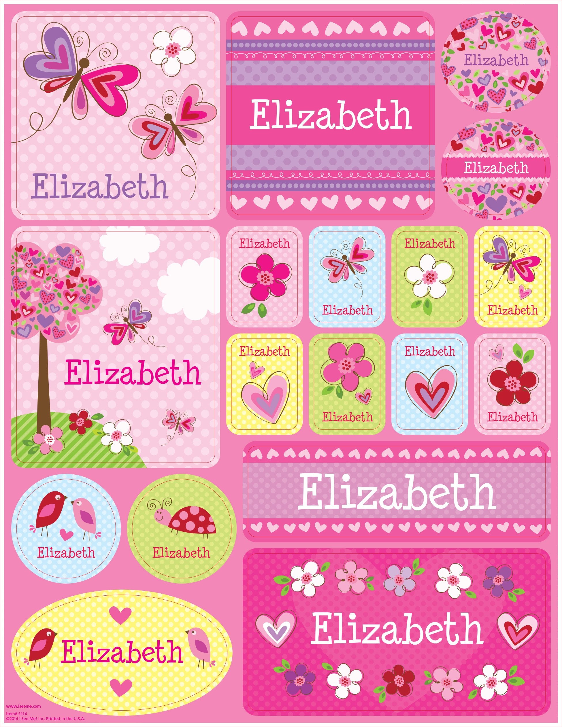 Personalized Stickers for Kids, Pink Floral - I See Me!