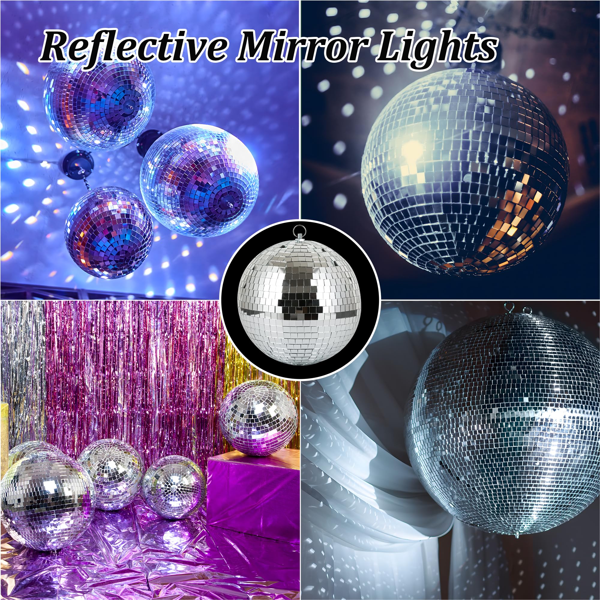 NuLink Disco Ball 12" Disco Ball Decor Hanging Disco Ball Mirror Ball for Party Decoration Wedding Home