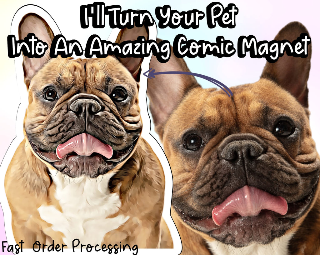 Personalized Pet Photo Cartoon - Die Cut Sticker or Magnet | Customized Stickers or Magnetic Pictures (Magnet)