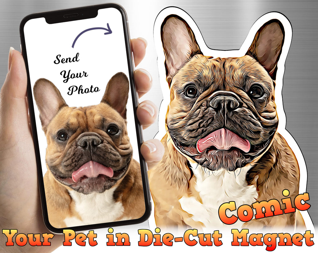 Personalized Pet Photo Cartoon - Die Cut Sticker or Magnet | Customized Stickers or Magnetic Pictures (Magnet)