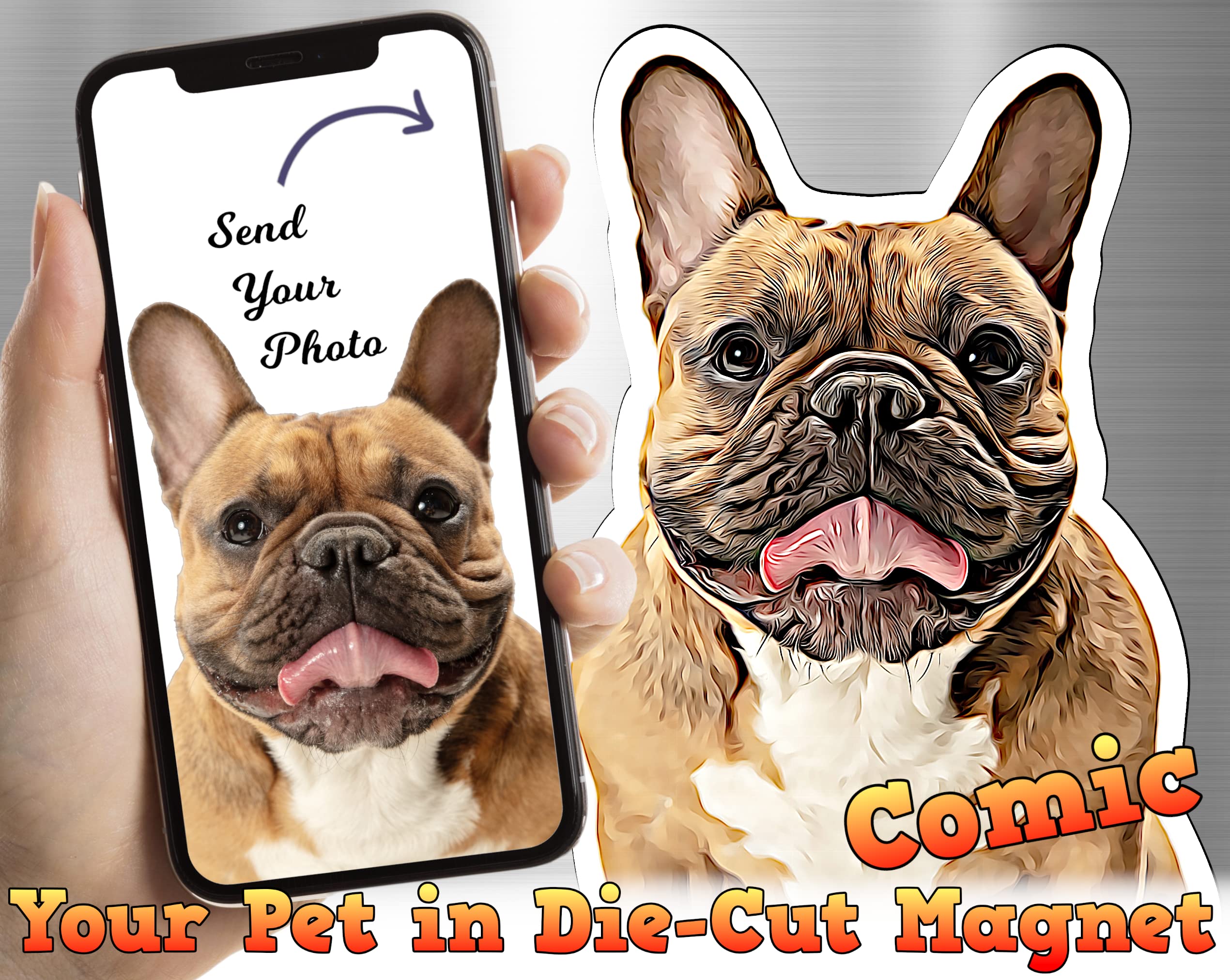 Personalized Pet Photo Cartoon - Die Cut Sticker or Magnet | Customized Stickers or Magnetic Pictures (Magnet)