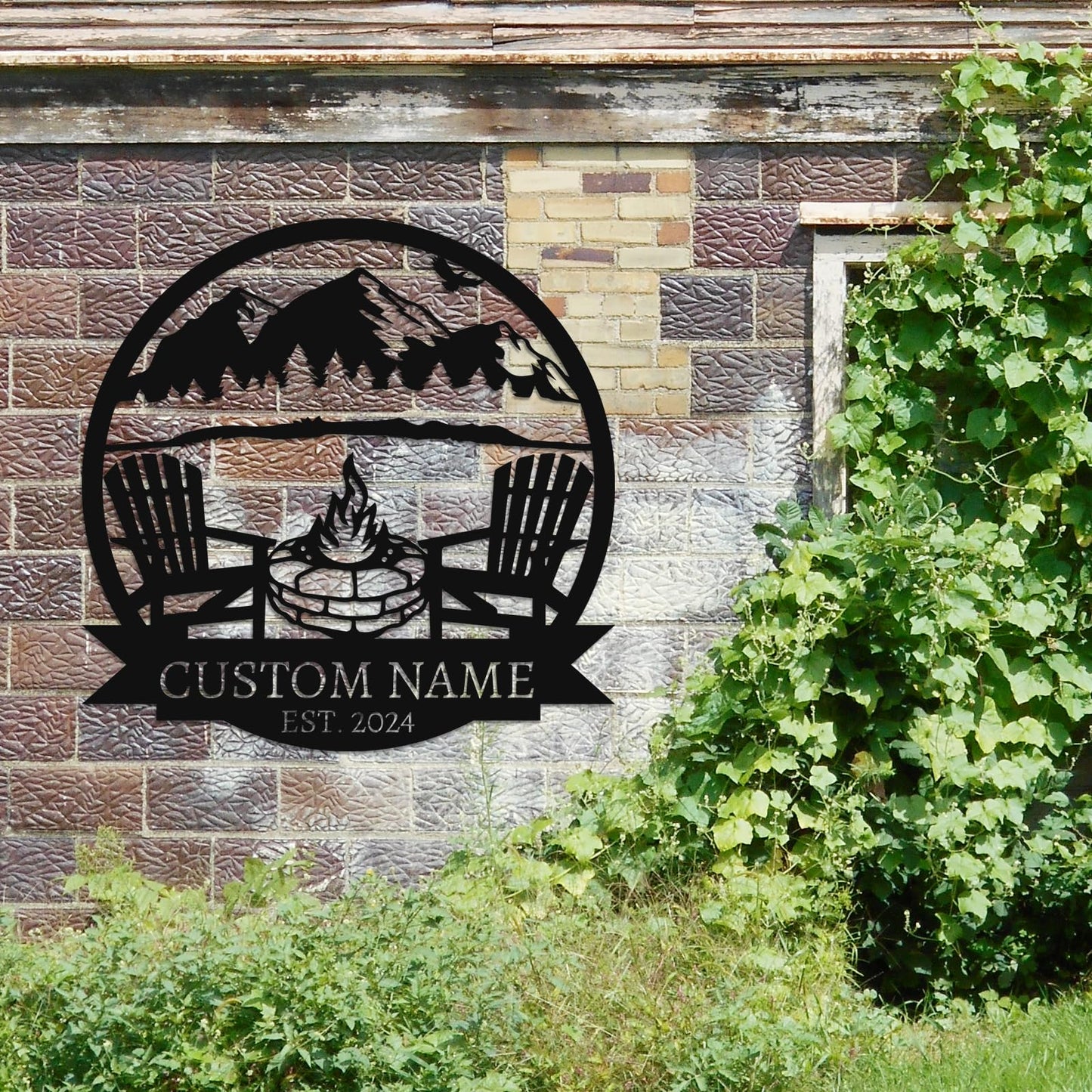 Dyoart Personalized Camping Signs | Custom Metal Sign | Custom Mountain Campfire Sign | Custom Signs Outdoor Metal | Family Name Sign | Personalized Campfire Name Sign | Metal Wall Art | Camping Signs