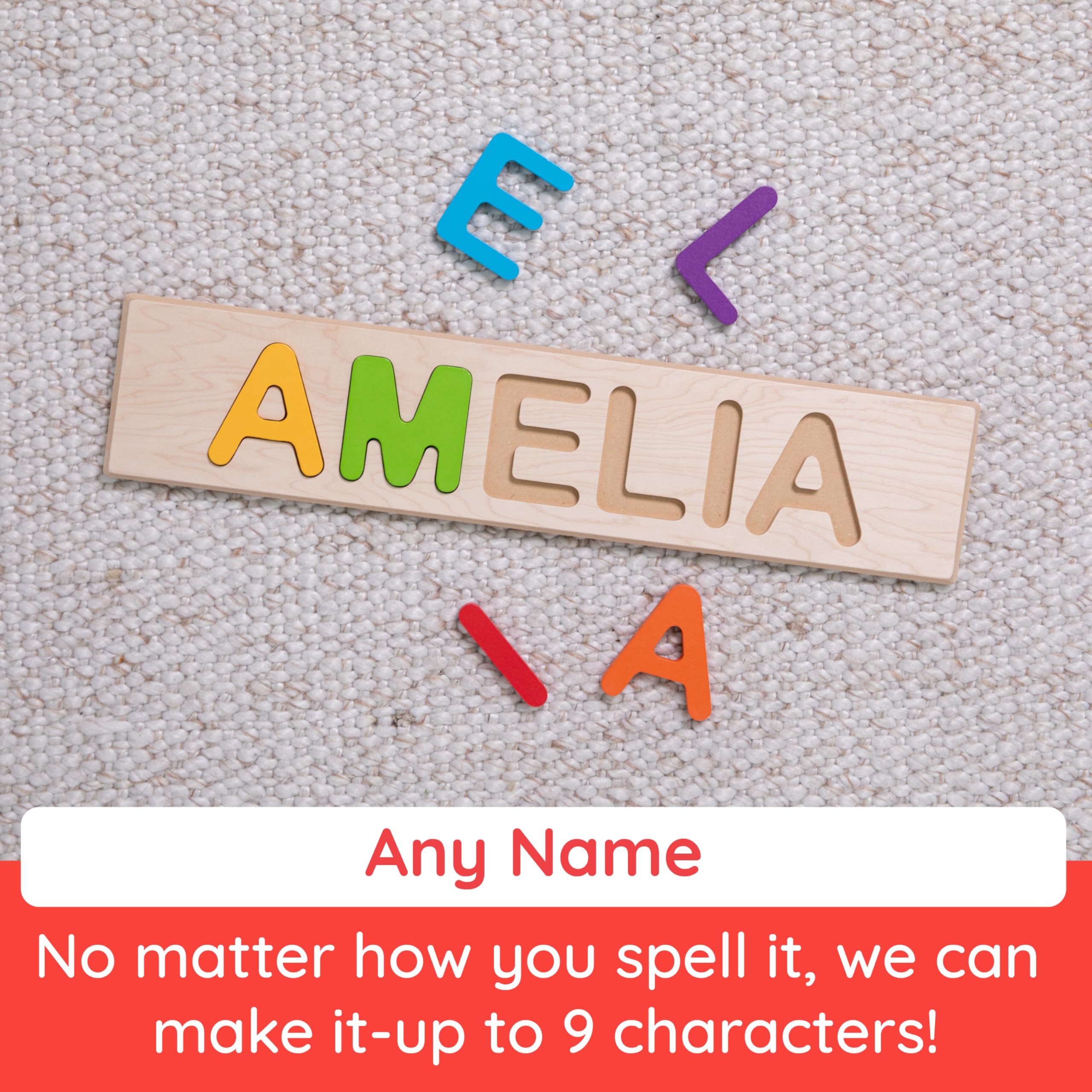 Fat Brain Toys Wooden Personalized Name Puzzles for Toddlers 1-3+, Custom Puzzles, Flat Rate up to 9 Letters