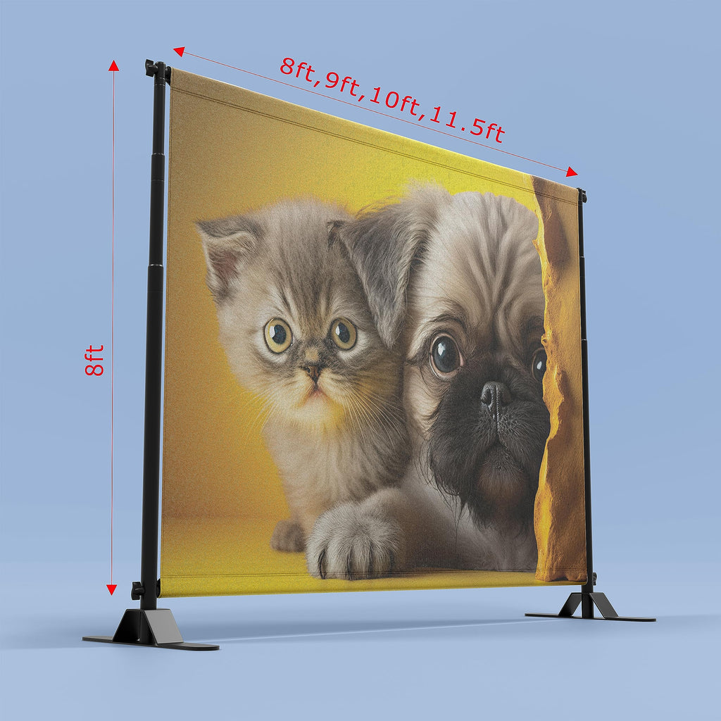JJ'S PROMO Custom Step and Repeat Backdrop | 9ft Wrinkle Free Fabric Banner Stand Backdrop | Excluding Aluminum Thick Tube Stand (Optional) | Personalized backdrops for Events | Made in California