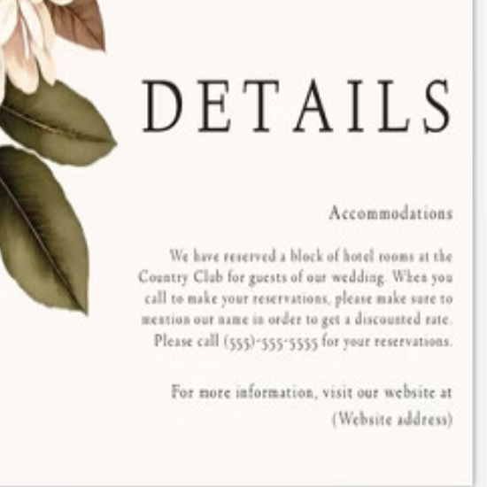 Wedding Enclosure Cards