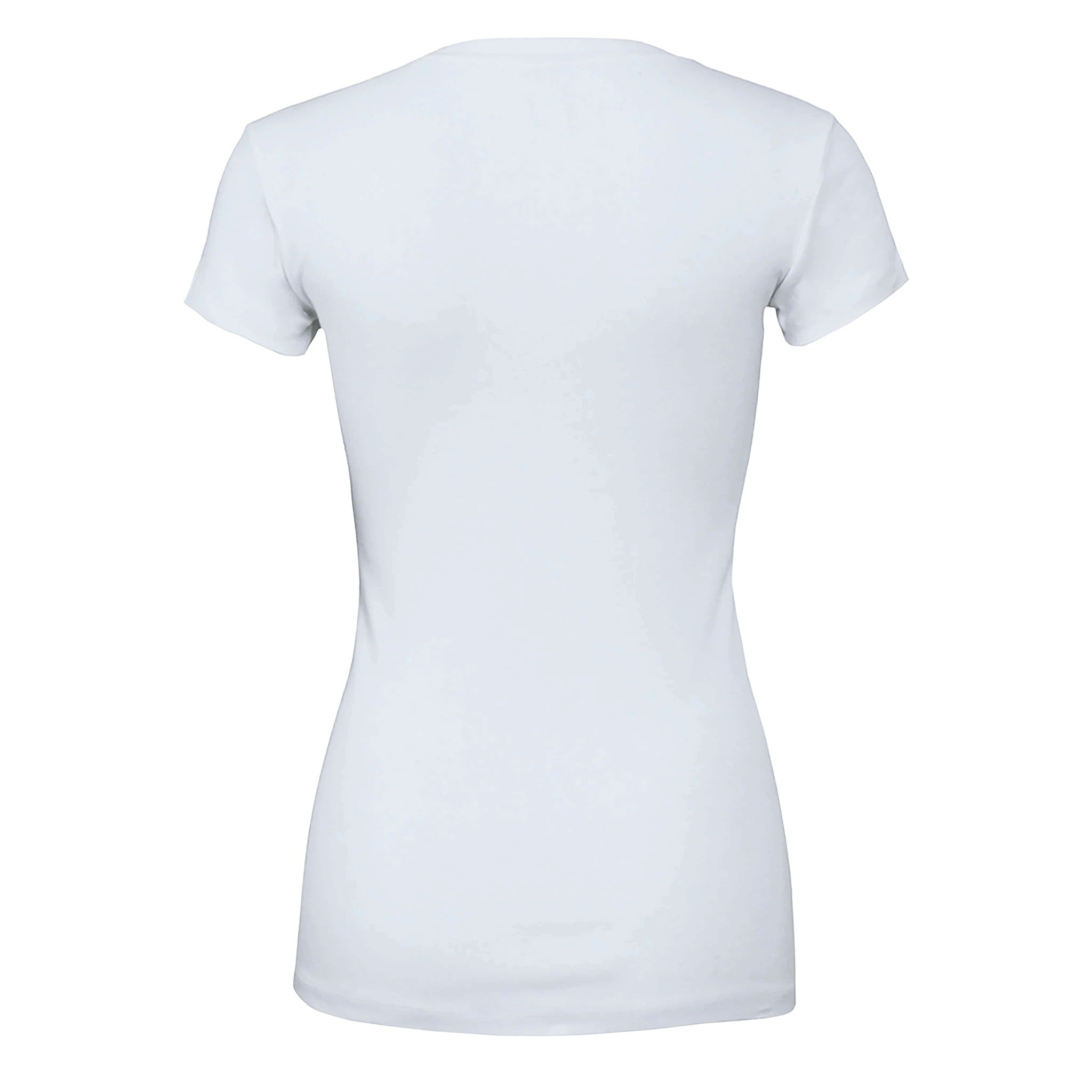 Biz Branding premium womens crewneck t-shirt back view in white fitted short sleeve tee for printing
