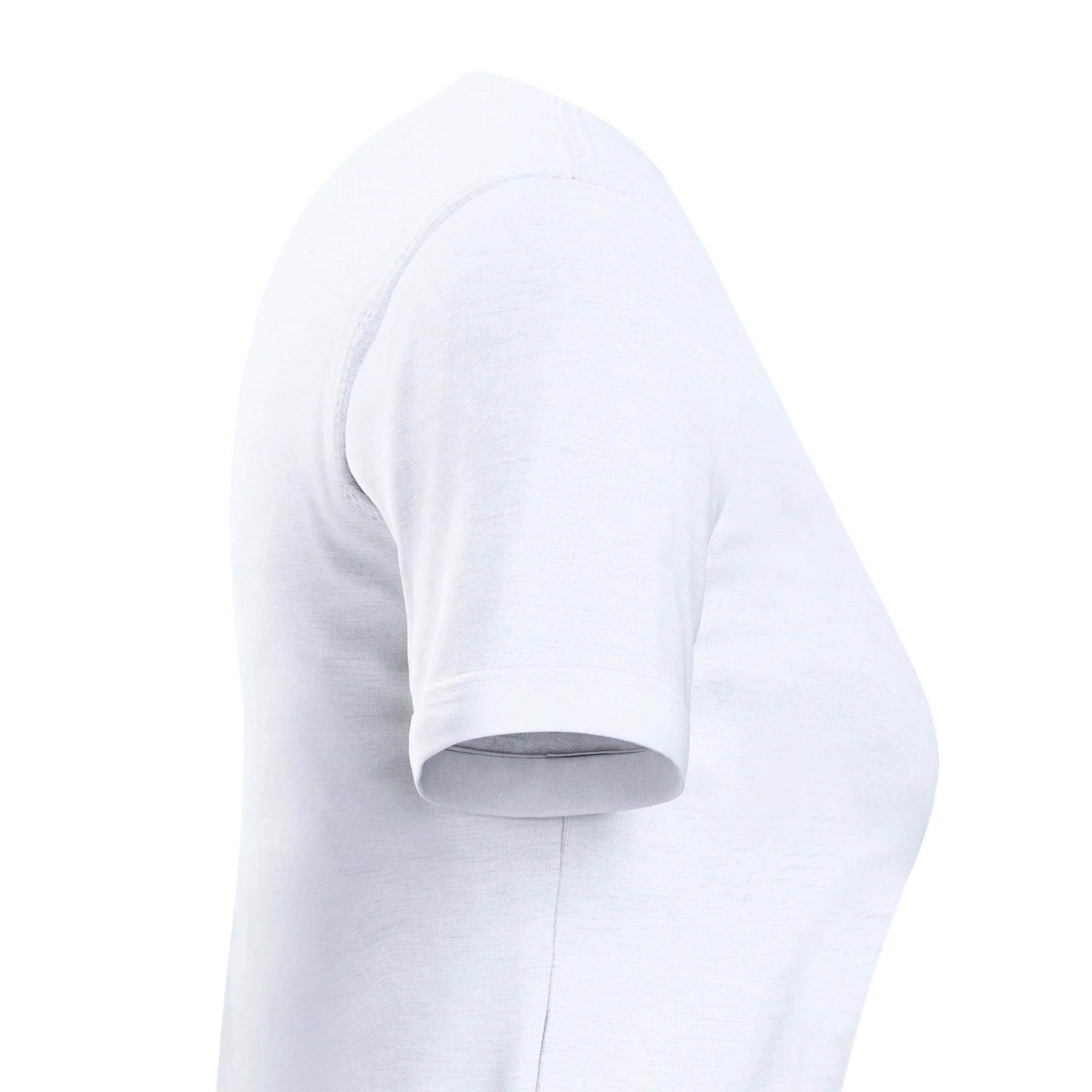 Biz Branding white premium womens crewneck t-shirt side view showing short sleeve fitted silhouette