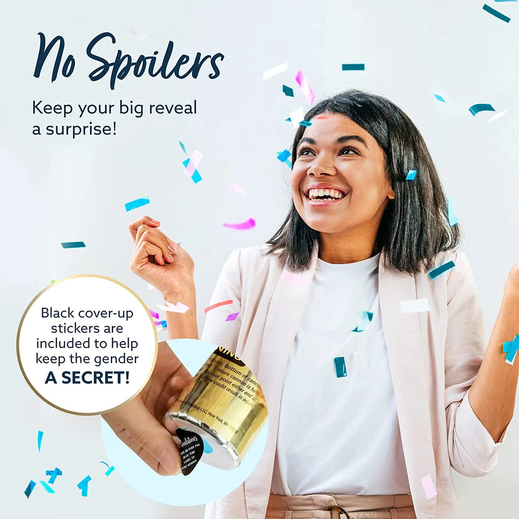 Gender Reveal Confetti Powder Cannon - Set of 4 Mixed (2 Blue 2 Pink)