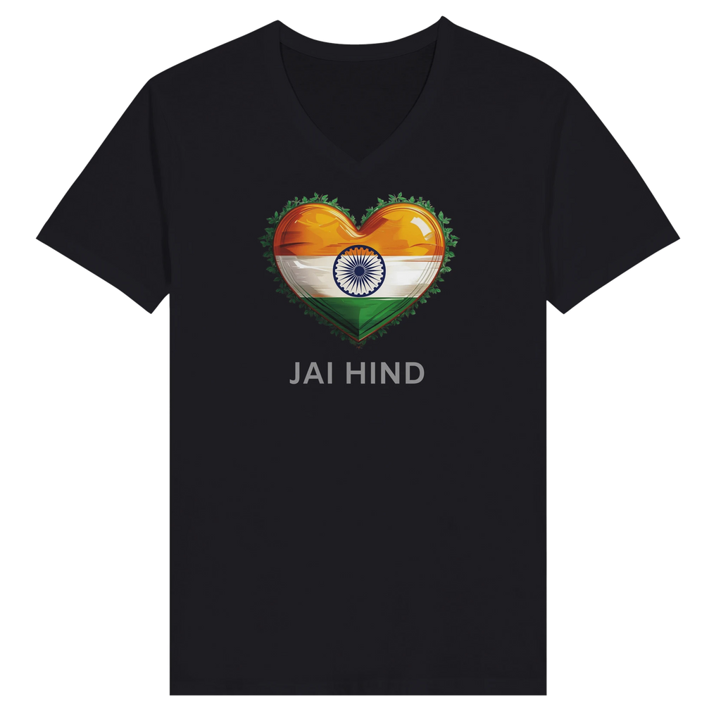 Premium Unisex V-Neck Jai Hind T-shirt