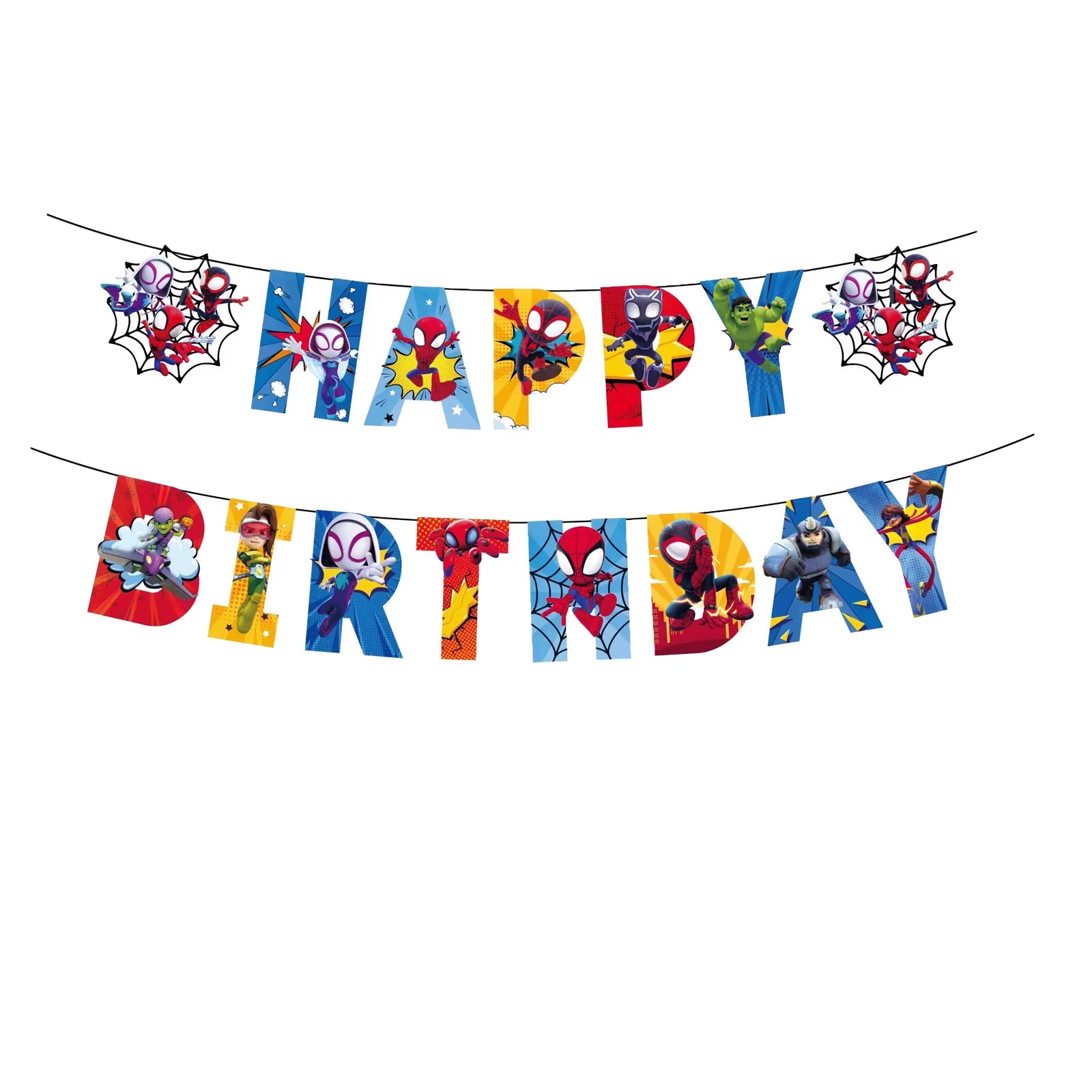 Spidey and His Amazing Friends Birthday Party Supplies, Banner，Plates, Napkins and Tablecover for Party Decorations