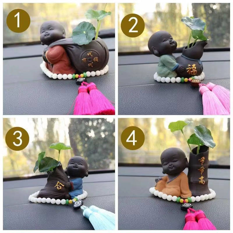 Ceramic Tea Pet Ornaments Small Buddha Statue Monk Figurine Desktop Flower Pot Hydroponic Plant Decoration Tea Accessories