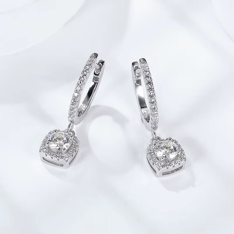 Silver Hypoallergenic Small 5Mm round Moissanite Gemstone Hoop Silver 925 Earrings