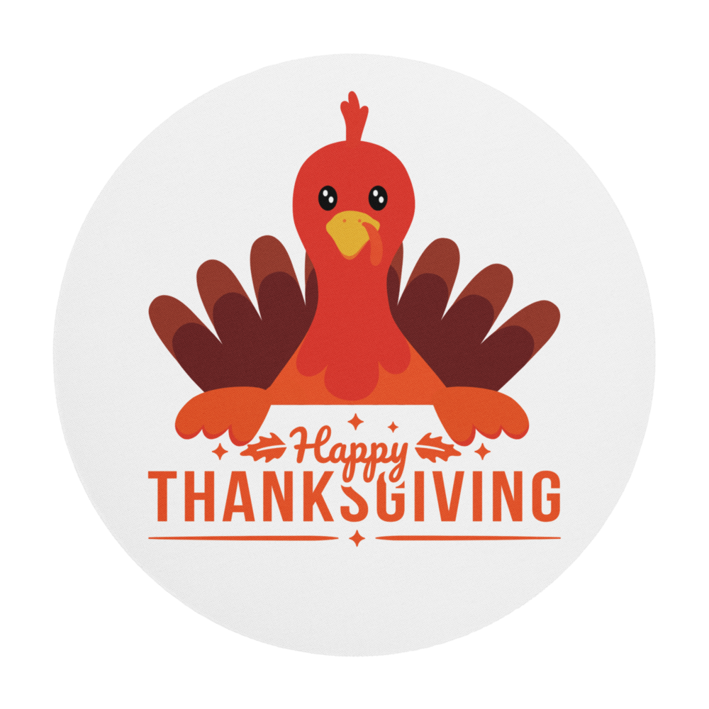 Round Happy Thanksgiving mouse pad