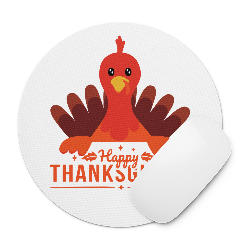Round Happy Thanksgiving mouse pad