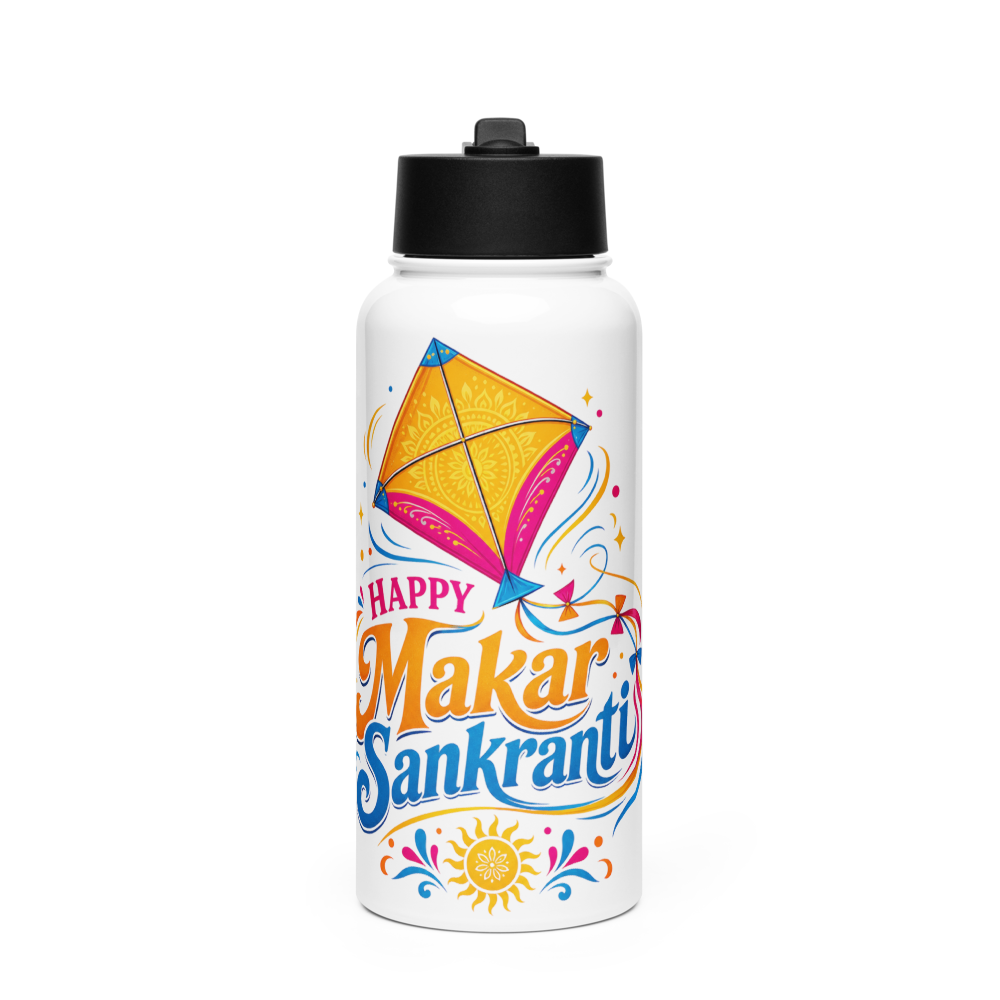 Stainless steel water bottle with a straw lid