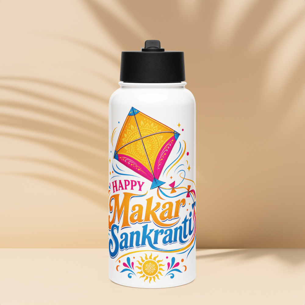 Stainless steel water bottle with a straw lid