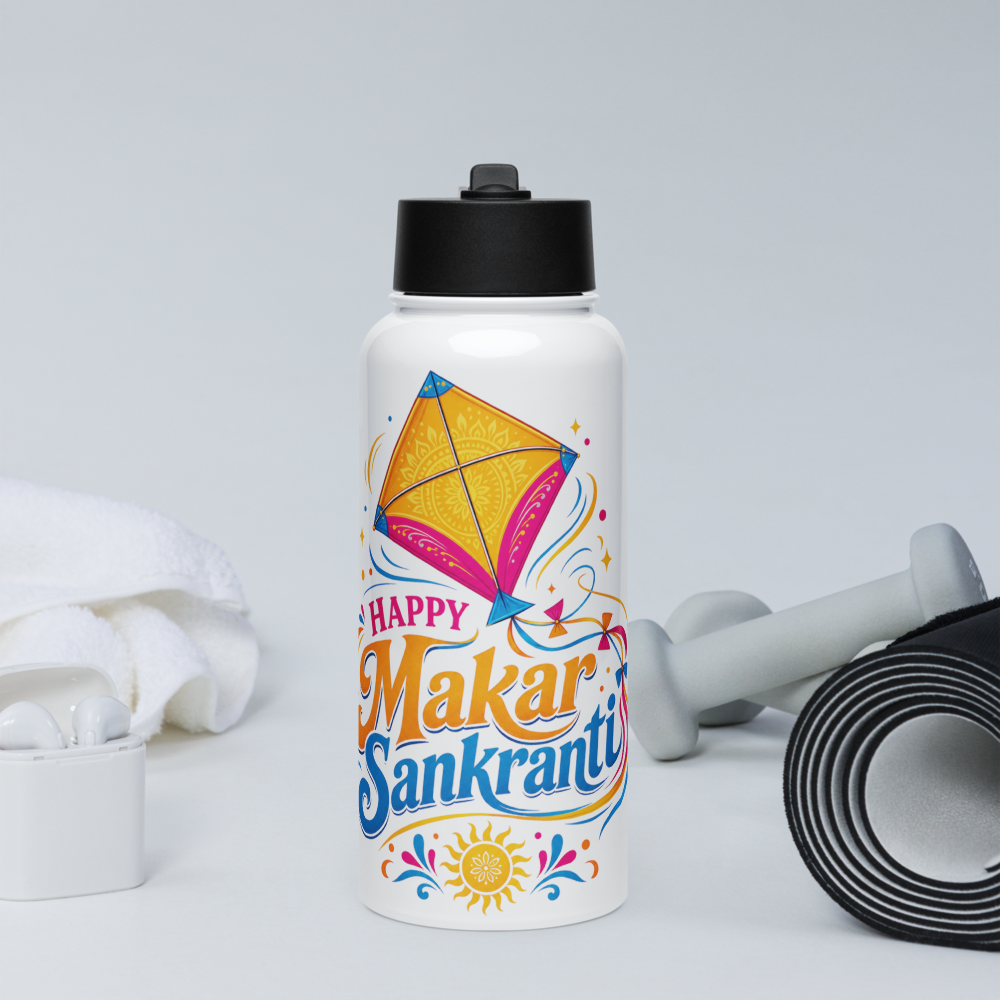 Stainless steel water bottle with a straw lid