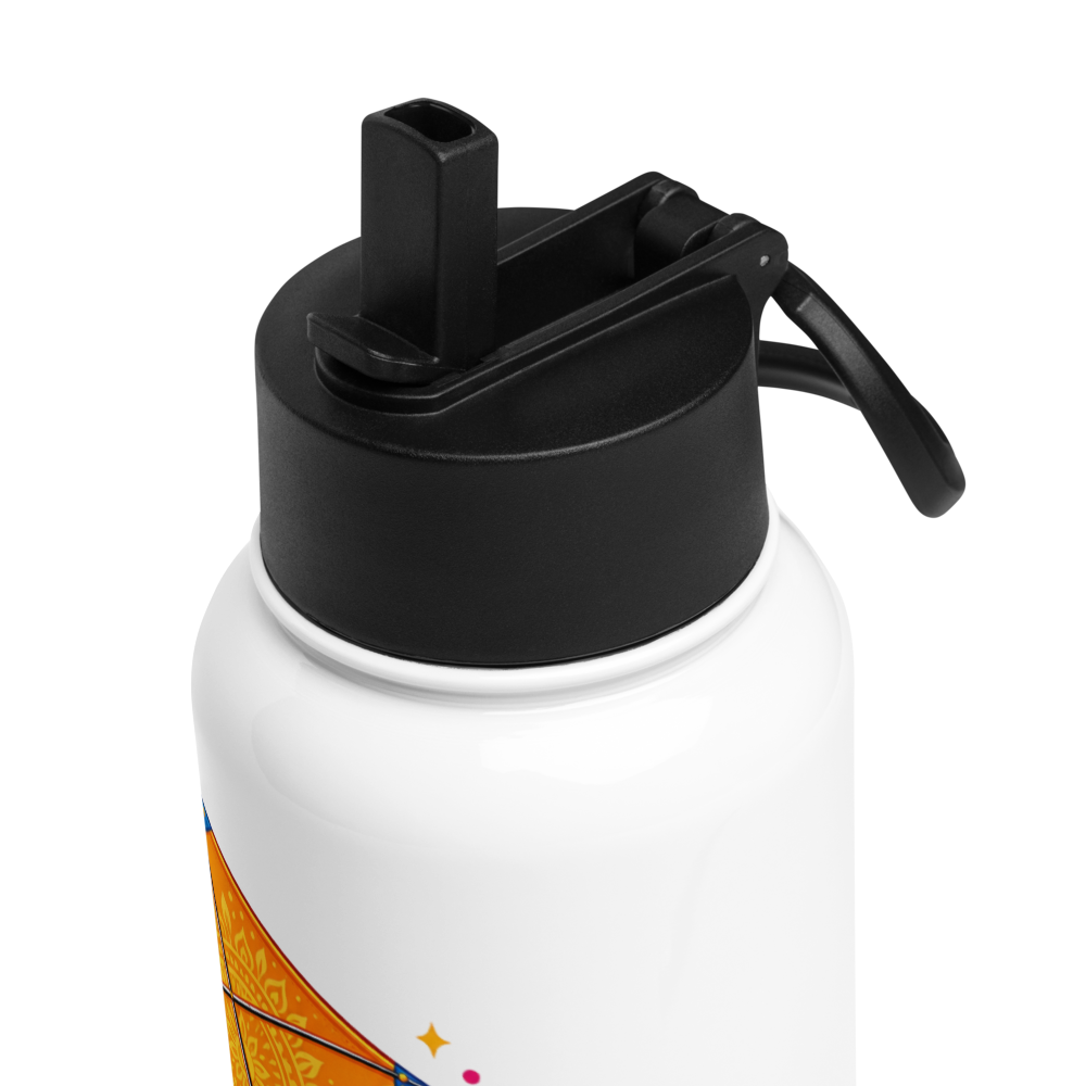 Stainless steel water bottle with a straw lid