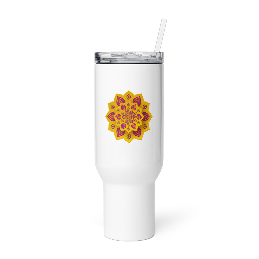 Floral Travel mug with a handle